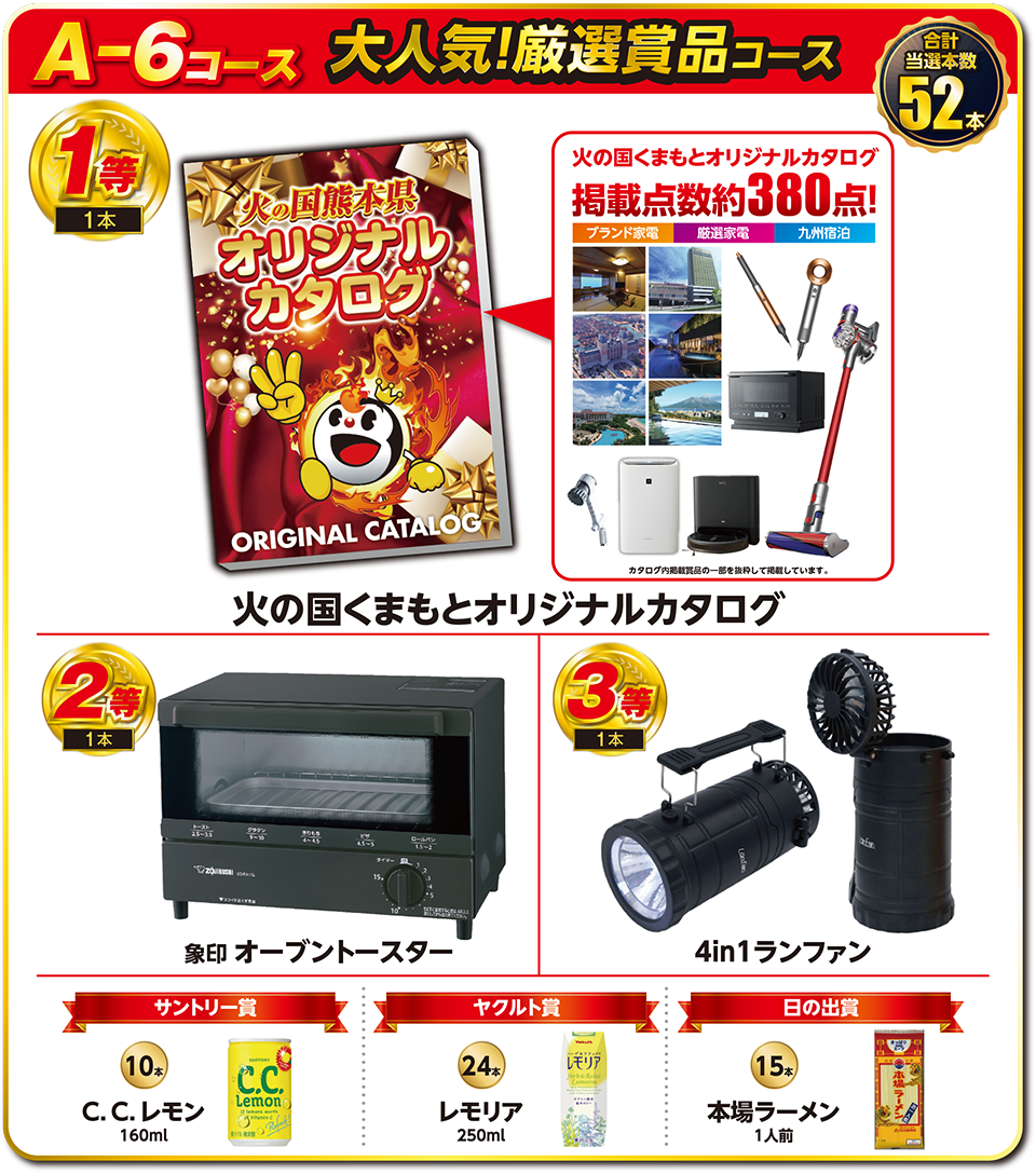 A-6コース 大人気！厳選賞品コース